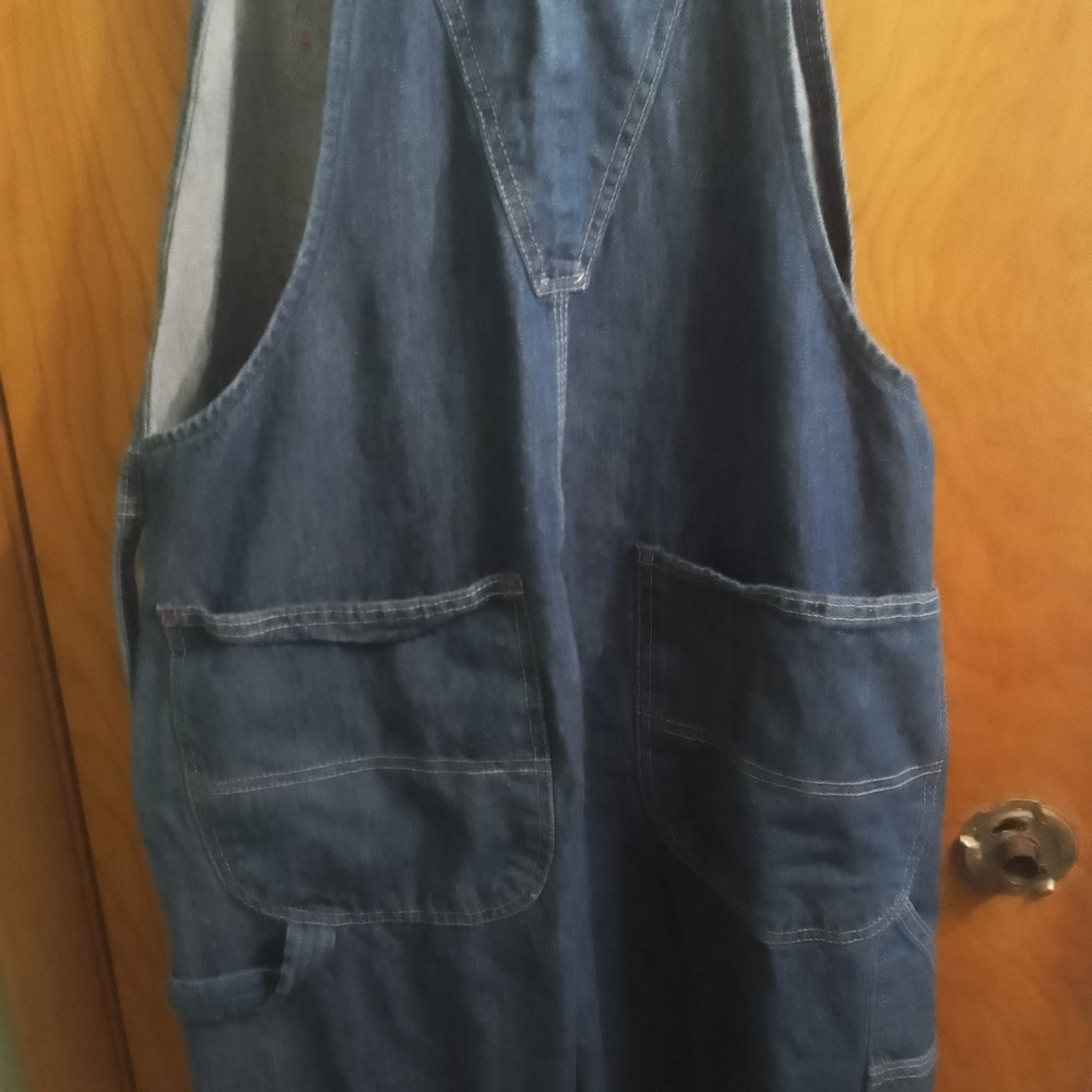 Classic Dark Wash Mens Red Cap Bib Denim Overalls 34/32 - Picture 2 of 16